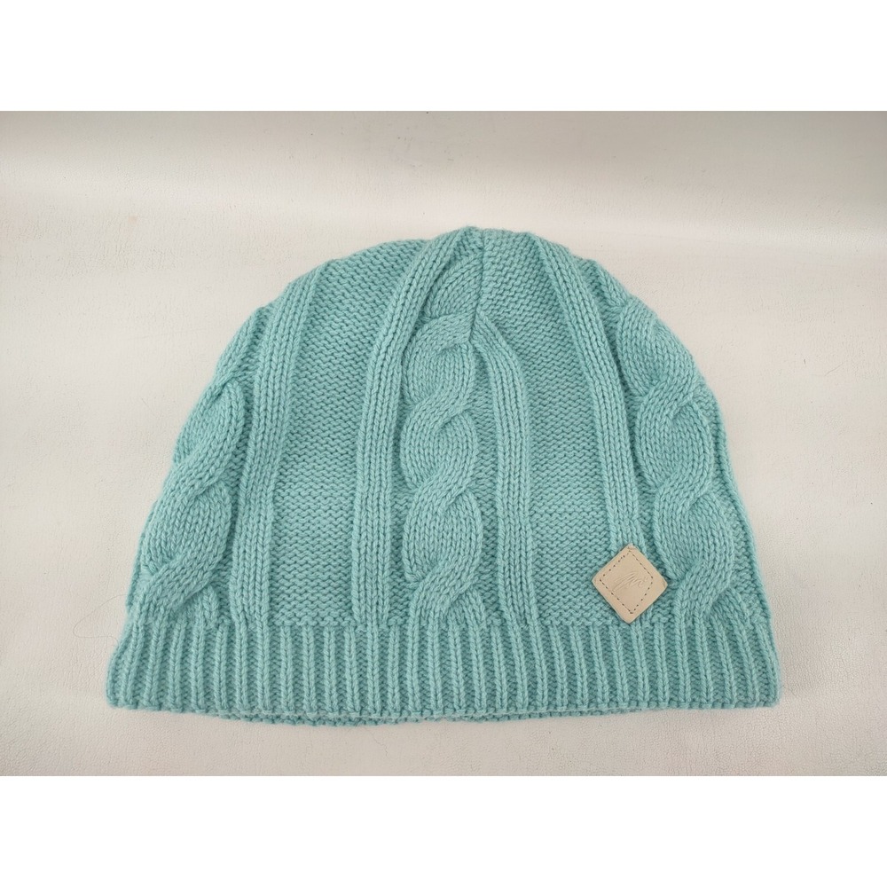 Merkley Headgear Cable‎ Knit Beanie Womens Blue/Green with Fleece Earband OSFM